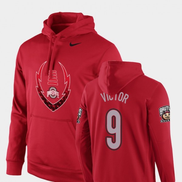 Ohio State Buckeyes Binjimen Victor Men's #9 Circuit Icon Scarlet Performance College Football Hoodie 2404UJSS5